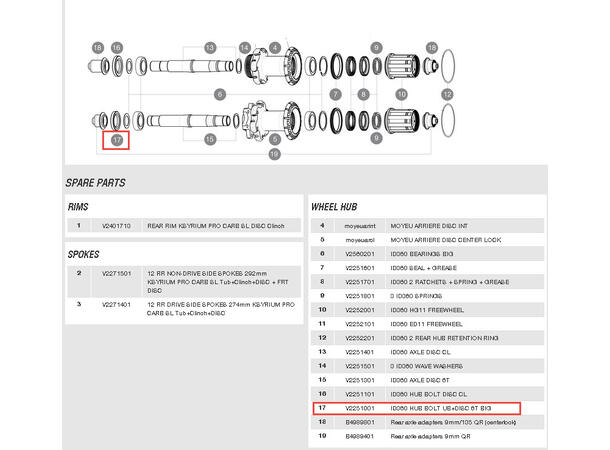 MAVIC  KIT ID360 HUB BOLT UB+DISC 6T BIG LV2251000 